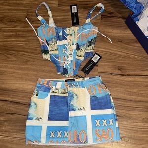 White Fox Skirt and Top Set